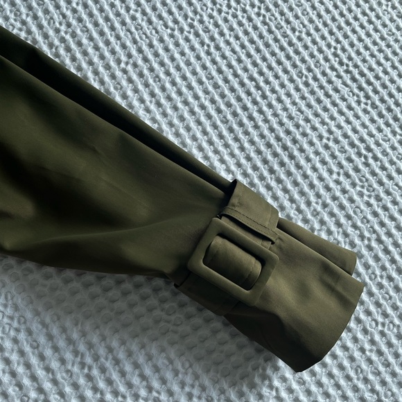 Khaki Contrast Oversized Belted Midi Trench Coat - Picture 5 of 12